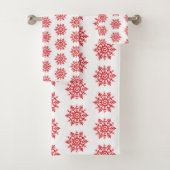 Red Snowflake Pattern Badehandtuch Set (Insitu)