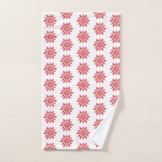 Red Snowflake Pattern Badehandtuch Set (Handtuch)