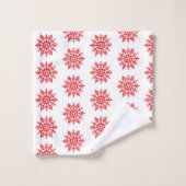 Red Snowflake Pattern Badehandtuch Set (Waschlappen)
