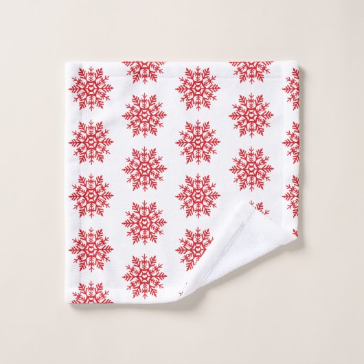 Red Snowflake Pattern Badehandtuch Set (Waschlappen)