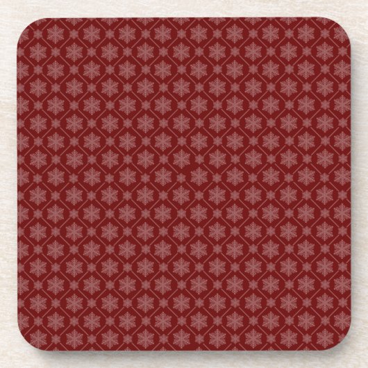 Red Snowflake Pattern Cork Untersetzer (Vorderseite)