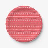 Red Snowflake Pattern Pappteller (Vorderseite)