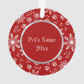 Red Snowflake Paw Pattern Pet Foto Ornament (Rückseite)