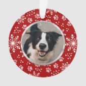 Red Snowflake Paw Pattern Pet Foto Ornament (Vorderseite)