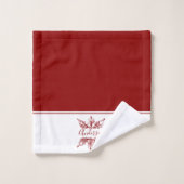 Red snowflake personalized bath towel set (Waschlappen)