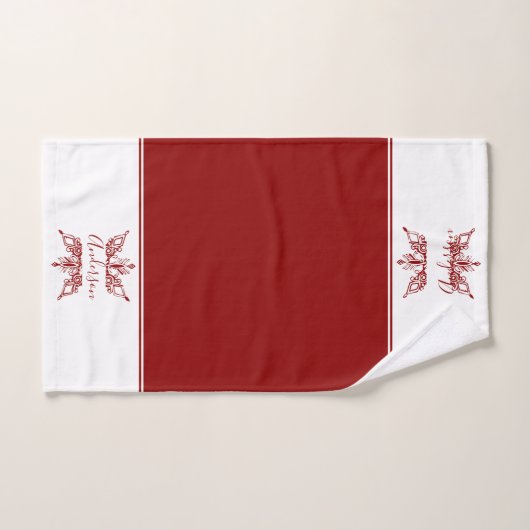 Red snowflake personalized bath towel set (Handtuch)