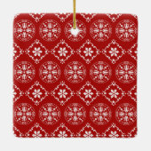 Red Snowflake Photo Custom Red Snowflake Keramikornament (Rückseite)