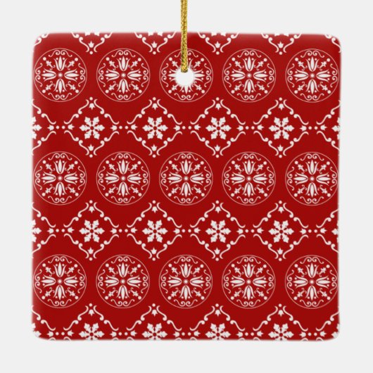 Red Snowflake Photo Custom Red Snowflake Keramikornament (Rückseite)