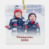 Red Snowflake Photo Custom Red Snowflake Keramikornament (Vorderseite)