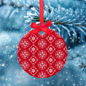 Red Snowflake Photo Cute Christmas Keramik Ornament