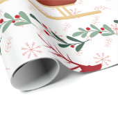Red Snowflake & Reindeer Wrapping Paper | Festive Geschenkpapier (Rolleneckpunkt)