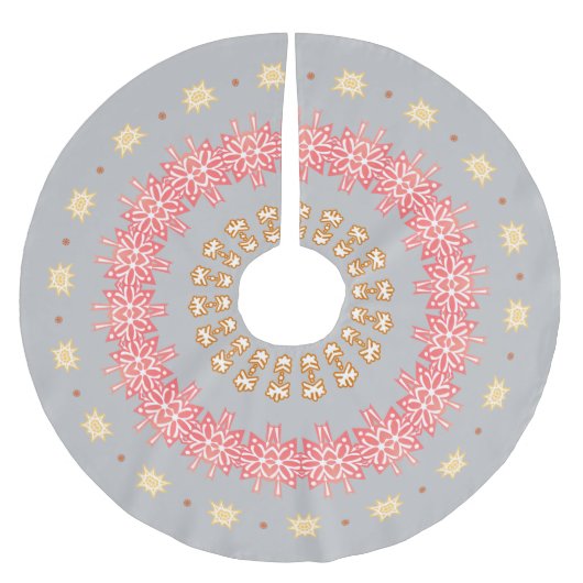 Red Snowflake Rings Polyester Weihnachtsbaumdecke (Vorderseite)