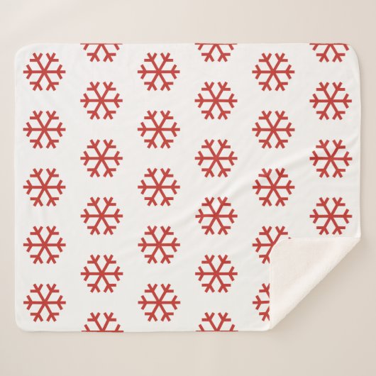 Red Snowflake Sherpa Blanket Sherpadecke (Vorderseite (Horizontal))