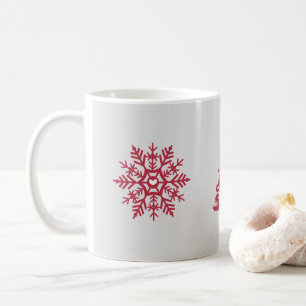 Red Snowflake skandinavisches Wintermuster Kaffeetasse