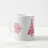 Red Snowflake skandinavisches Wintermuster Kaffeetasse (Vorderseite Links)