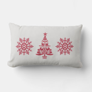 Red Snowflake skandinavisches Wintermuster Lendenkissen