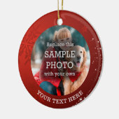 Red Snowflake Stars 2 Foto Benutzerdefinierter Tex Keramik Ornament (Links)