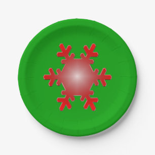 Red Snowflake Sternexplosion auf Green Pappteller