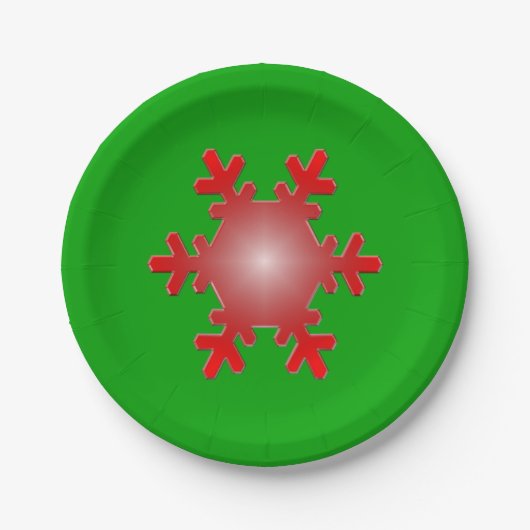 Red Snowflake Sternexplosion auf Green Pappteller (Vorderseite)