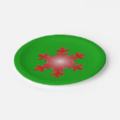 Red Snowflake Sternexplosion auf Green Pappteller (Schrägansicht)