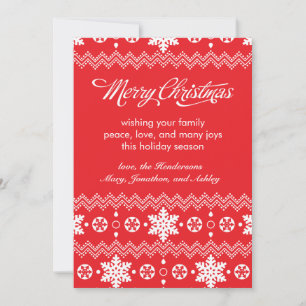 Red Snowflake Sweater Weihnachtskarten außerhalb d Feiertagskarte