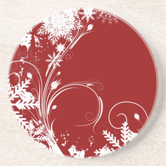 Red Snowflake Swirl Untersetzer (Vorne)
