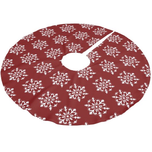 Red Snowflake Tree Skirt Polyester Weihnachtsbaumdecke (Schrägansicht)