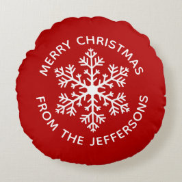 Red Snowflake Weihnachten Runde Kissen