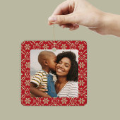 Red Snowflake Weihnachts-Foto Custom Keramikornament