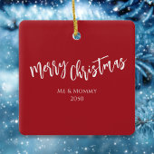 Red Snowflake Weihnachts-Foto Custom Keramikornament