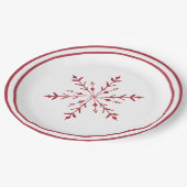 Red Snowflake Weihnachts-Party Platin Pappteller (Schrägansicht)