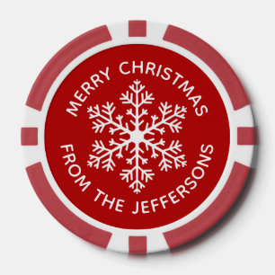 Red Snowflake Weihnachts-Poker Chips