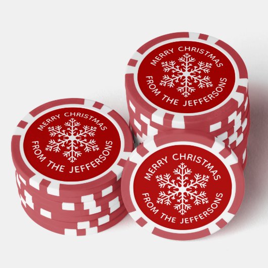 Red Snowflake Weihnachts-Poker Chips (Stapel)