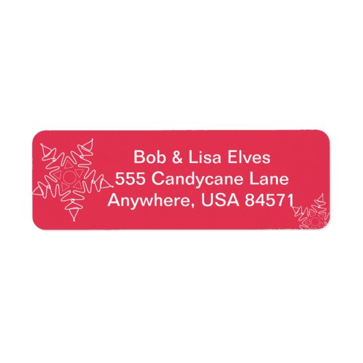Red Snowflake Weihnachtsadress Labels (Vorne)