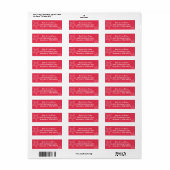 Red Snowflake Weihnachtsadress Labels (Vorne)