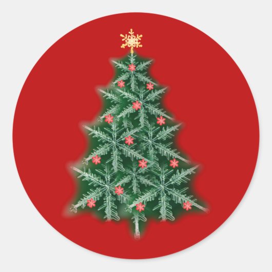 Red Snowflake Weihnachtsbaum Sticker (Vorderseite)