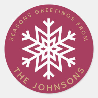 Red Snowflake Weihnachtskleber Runder Aufkleber