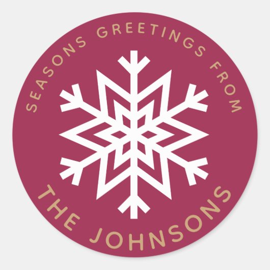 Red Snowflake Weihnachtskleber Runder Aufkleber (Vorderseite)