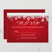 Red Snowflake Winter Wedding RSVP Card Einladung (Vorne/Hinten)
