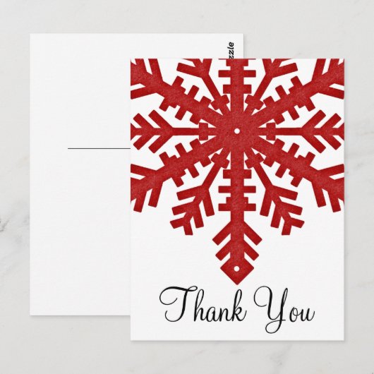 Red Snowflake Wintersaison Danke Postkarten (Vorne/Hinten)