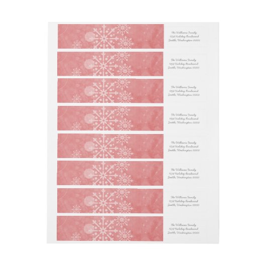 Red Snowflake Wirbel Holiday Address Labels (Bogen)