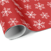 Red Snowflake Wrapping Paper Geschenkpapier (Rolleneckpunkt)