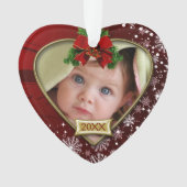 Red/Snowflakes Baby's 1. Weihnachten Ornament (Vorderseite)