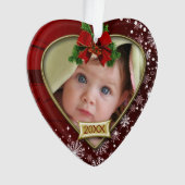 Red/Snowflakes Baby's 1. Weihnachten Ornament (Vorderseite)