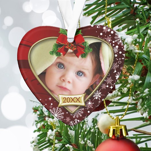 Red/Snowflakes Baby's 1. Weihnachten Ornament