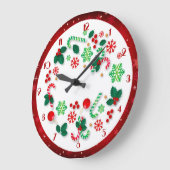 Red Snowflakes Border Einfach Weihnachten Große Wanduhr (Winkel)