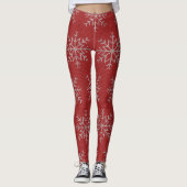 Red Snowflakes Christmas Sweater Strick Pattern Leggings (Vorderseite)