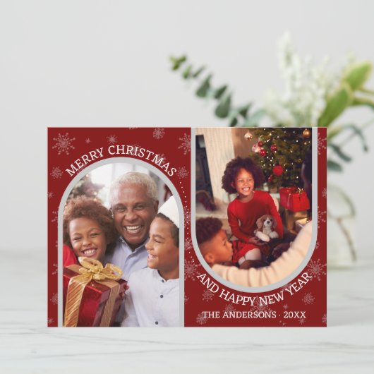 Red Snowflakes Custom Arch 2 Foto Weihnachten (Stehend Vorderseite)