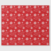 Red Snowflakes Frohe Weihnachtsschrift Custom Geschenkpapier (Flach)