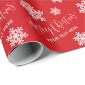 Red Snowflakes Frohe Weihnachtsschrift Custom Geschenkpapier (Rolleneckpunkt)